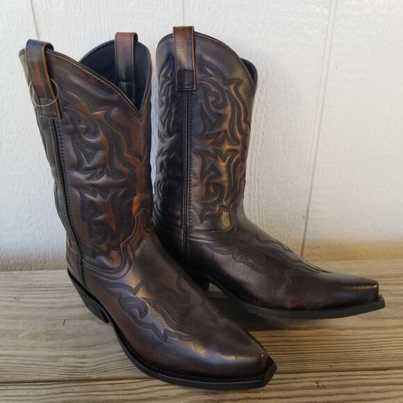 Laredo Hawk Mens Brown Leather Cowboy Western Boots 10.5 D 6862 - Picture 1 of 13
